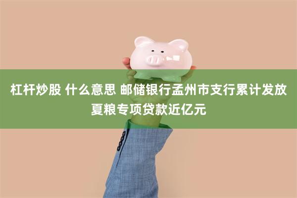 杠杆炒股 什么意思 邮储银行孟州市支行累计发放夏粮专项贷款近亿元