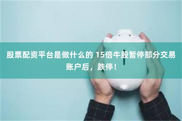 股票配资平台是做什么的 15倍牛股暂停部分交易账户后，跌停！