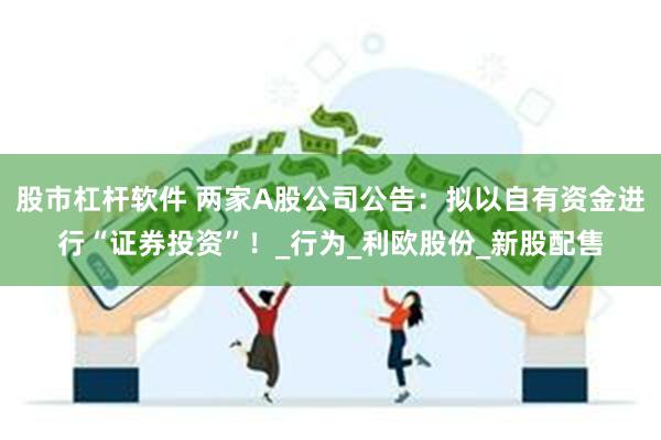 股市杠杆软件 两家A股公司公告：拟以自有资金进行“证券投资”！_行为_利欧股份_新股配售